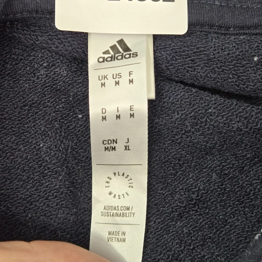 Adidas Men Hoodie M Navy Colorblock Athleisure Gorpcore‎ Logo Drawstring Long